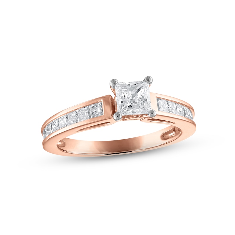 Diamond Engagement Ring 1-1/4 ct tw Princess-cut Rose Gold Plated