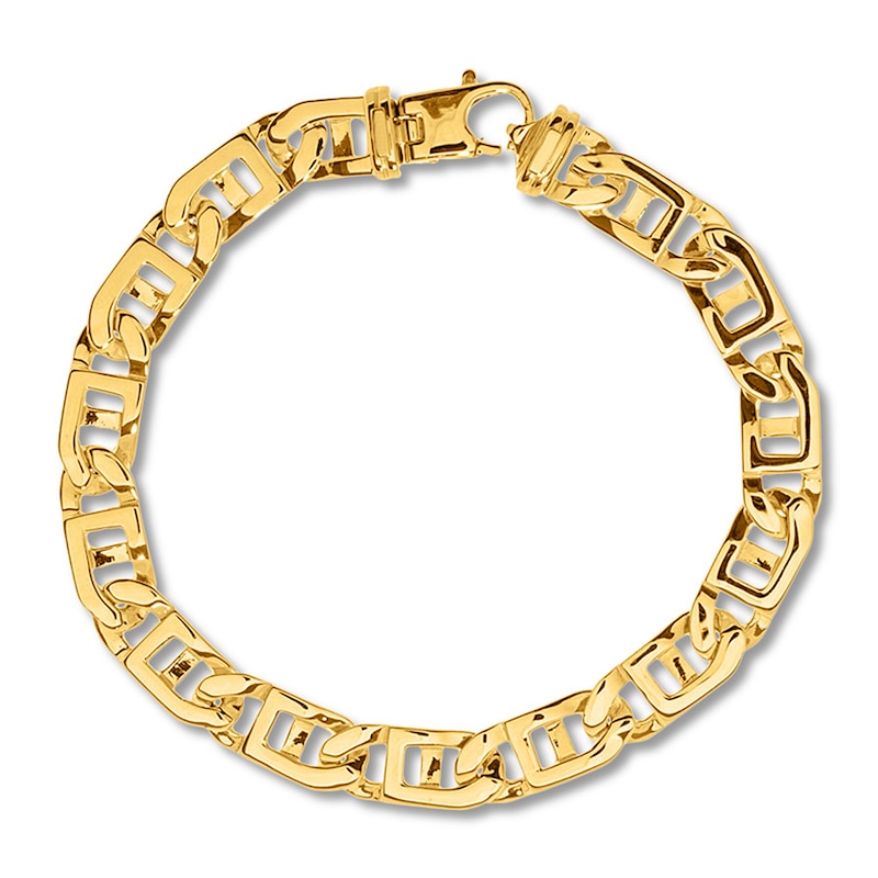 Solid Link Bracelet Yellow Gold Plated 8.5"