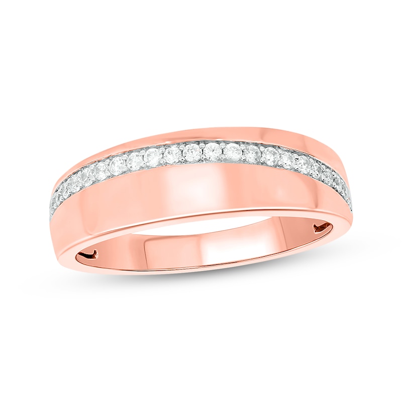 Men’s Round-Cut Diamond Arched Row Wedding Band 1/4 ct tw Rose Gold Plated
