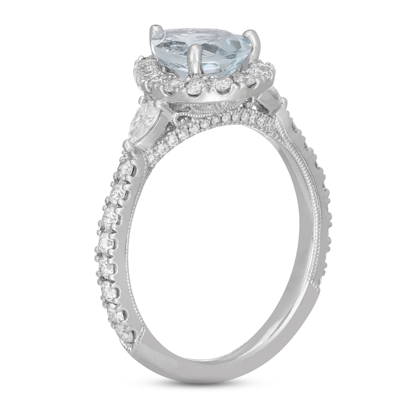 Neil Lane Aquamarine & Diamond Engagement Ring 7/8 ct tw Round-cut White Gold Plated