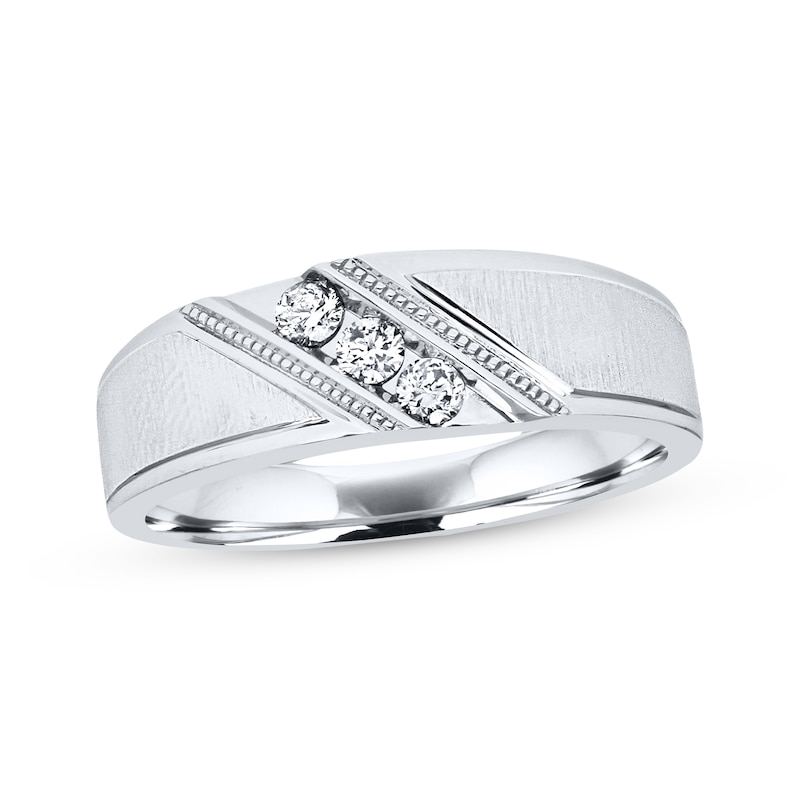 Men's Diamond Wedding Band 1/5 ct tw Round-cut White Gold Plated