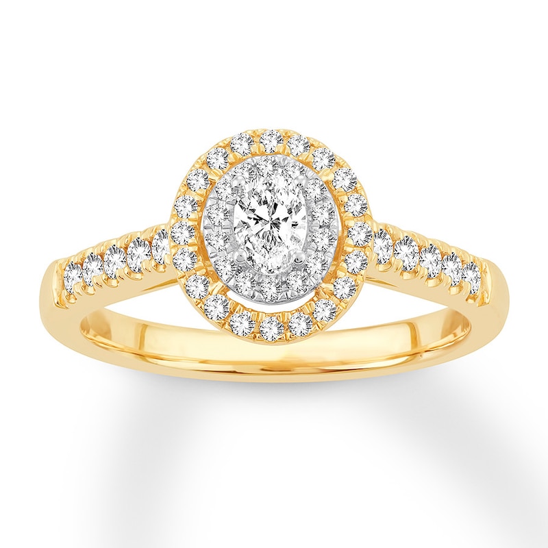 Oval Diamond Engagement Ring 1/2 ct tw Yellow Gold Plated