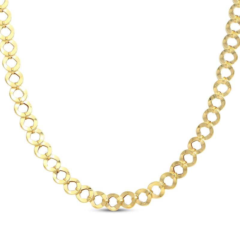 Hammered Circle Necklace Yellow Gold Plated 18"