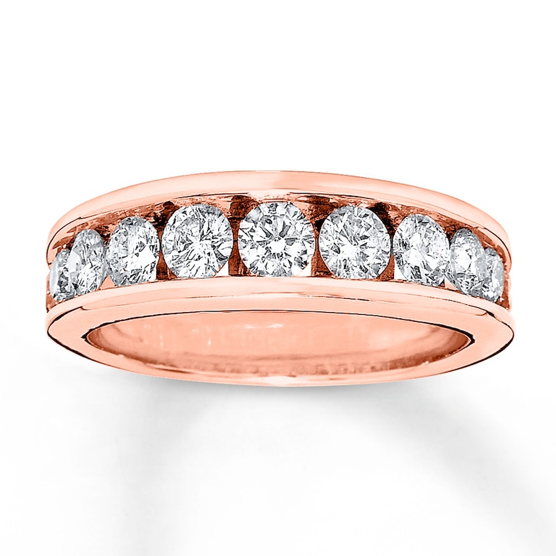 Diamond Wedding Band 1-1/5 ct tw Round-cut Rose Gold Plated