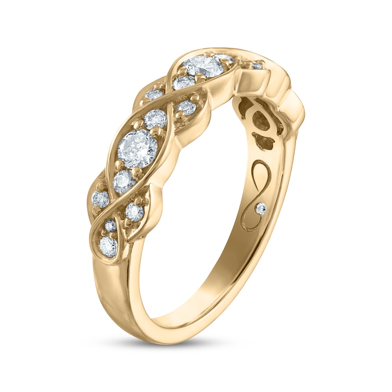 Every Moment Diamond Crossover Infinity Band 1/2 ct tw Yellow Gold Plated