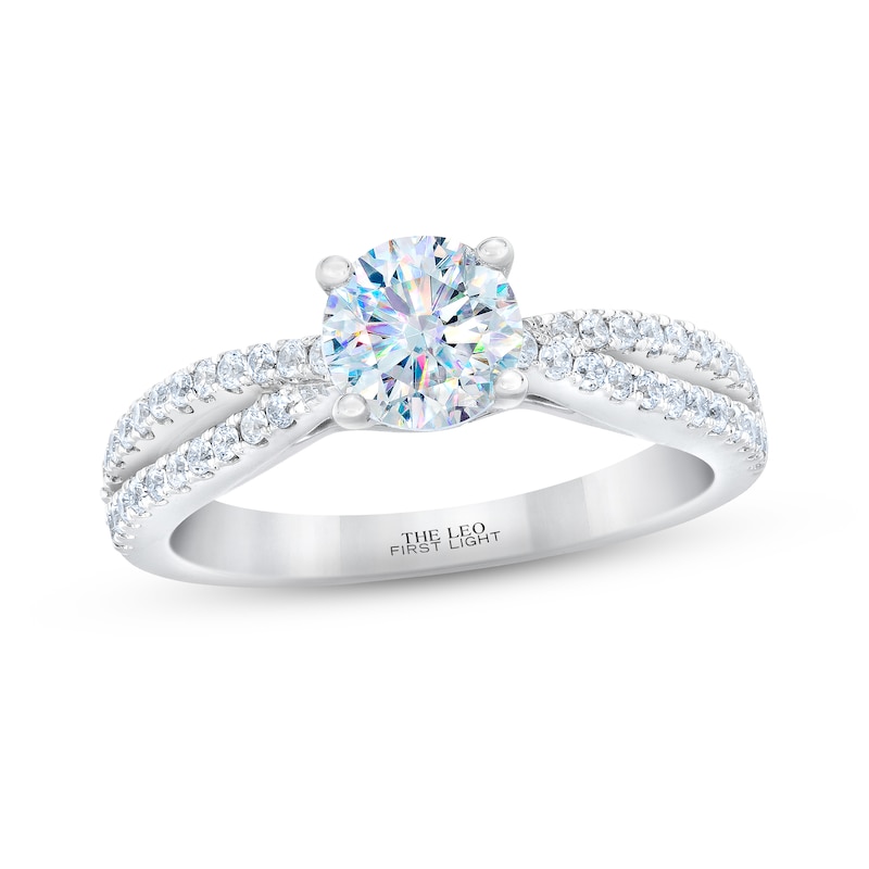 THE LEO First Light Diamond Engagement Ring 1-1/4 ct tw White Gold Plated