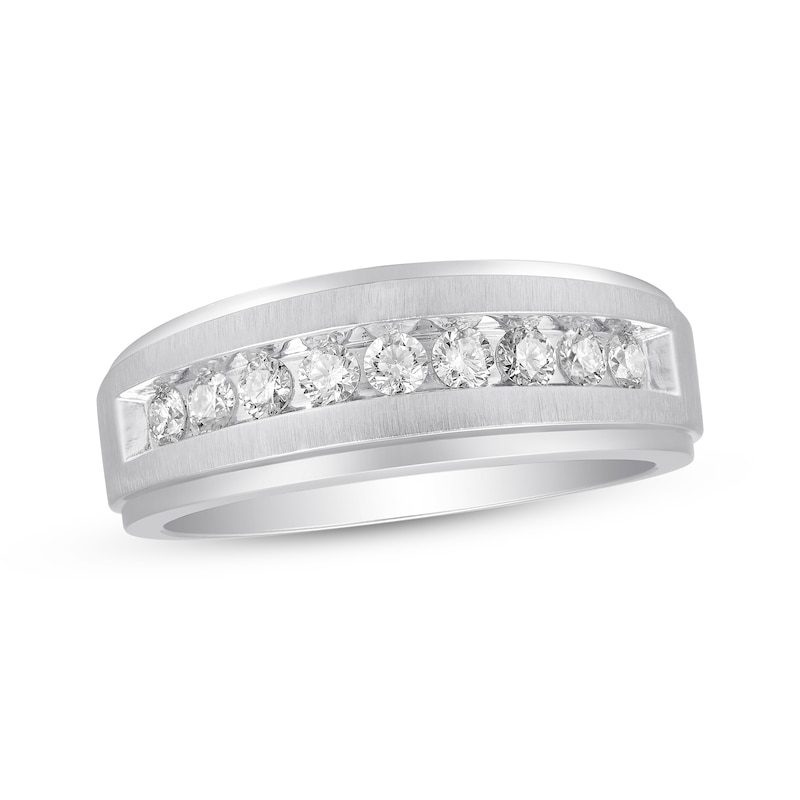 Men's Diamond Wedding Band 1/2 ct tw White Gold Plated