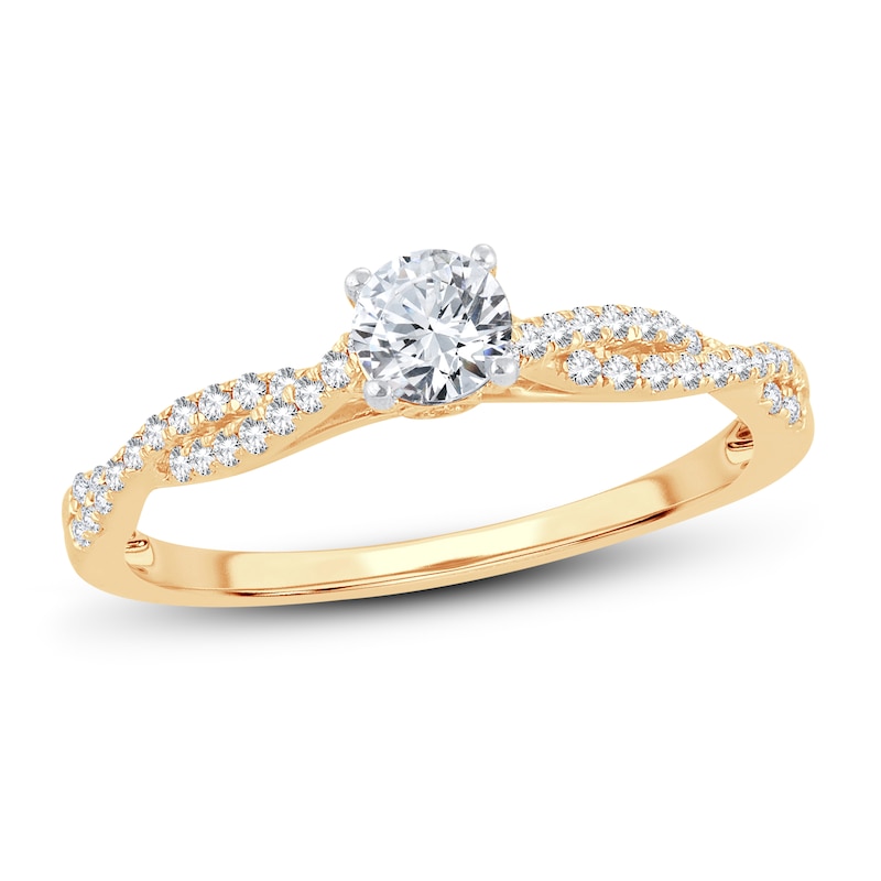 Diamond Engagement Ring 1/2 ct tw Round-cut Yellow Gold Plated