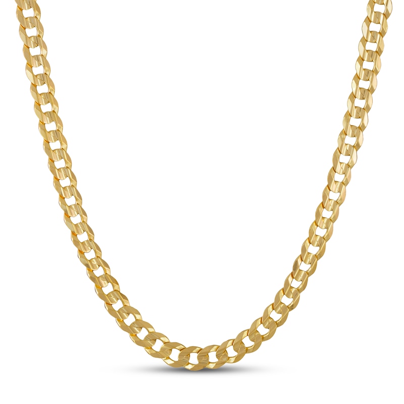 Italian Solid Flat Curb Chain Necklace Yellow Gold Plated 24"