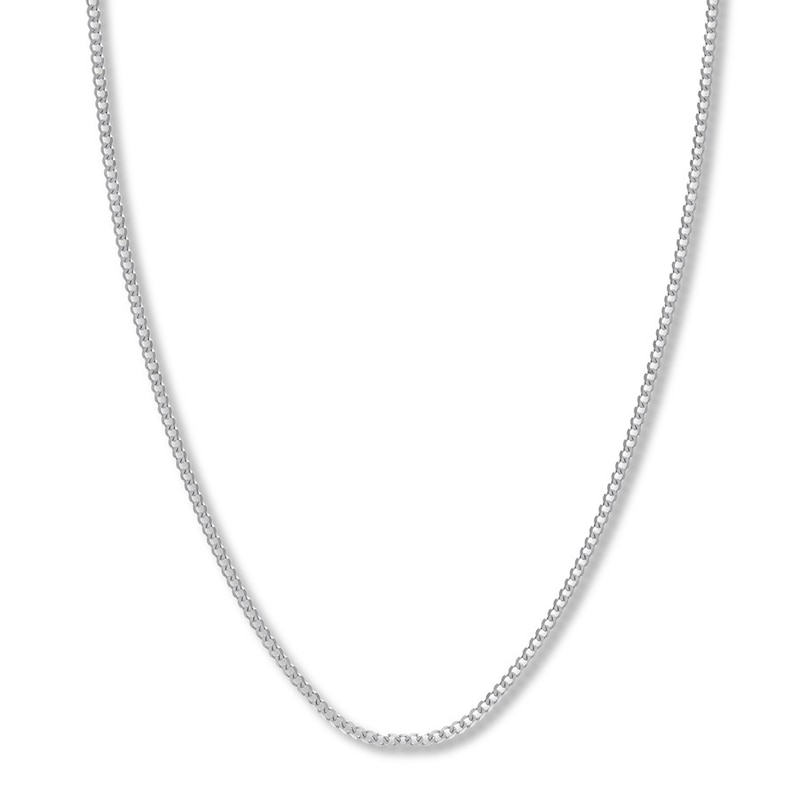 18" Solid Curb Chain Necklace White Gold Plated Appx. 2.7mm