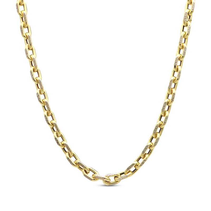 Diamond-Cut Pavé Hollow Cable Chain Necklace 7.7mm Yellow Gold Plated 18”