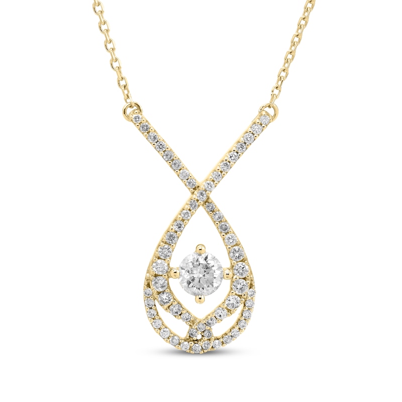 Love Entwined Round-Cut Diamond Necklace 1/2 ct tw Yellow Gold Plated 18”