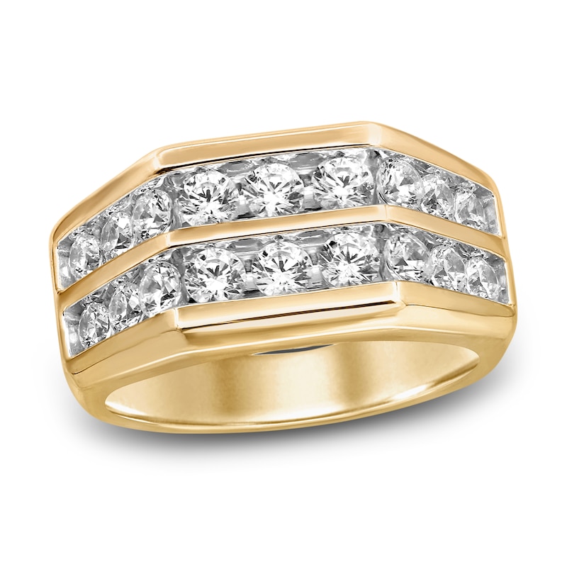Men's Diamond Wedding Band 2 ct tw Round-Cut Yellow Gold Plated