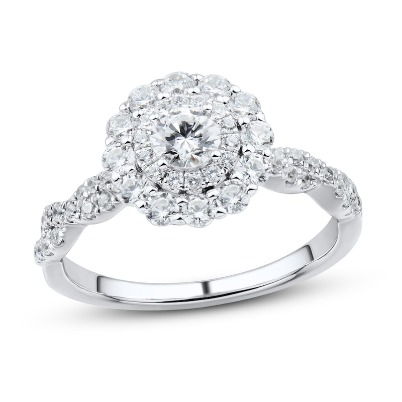 Diamond Engagement Ring 1 ct tw Round-cut White Gold Plated