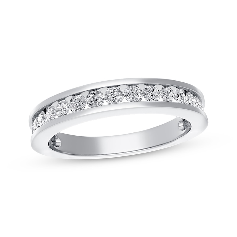 Diamond Wedding Band 3/4 ct tw Round-cut White Gold Plated