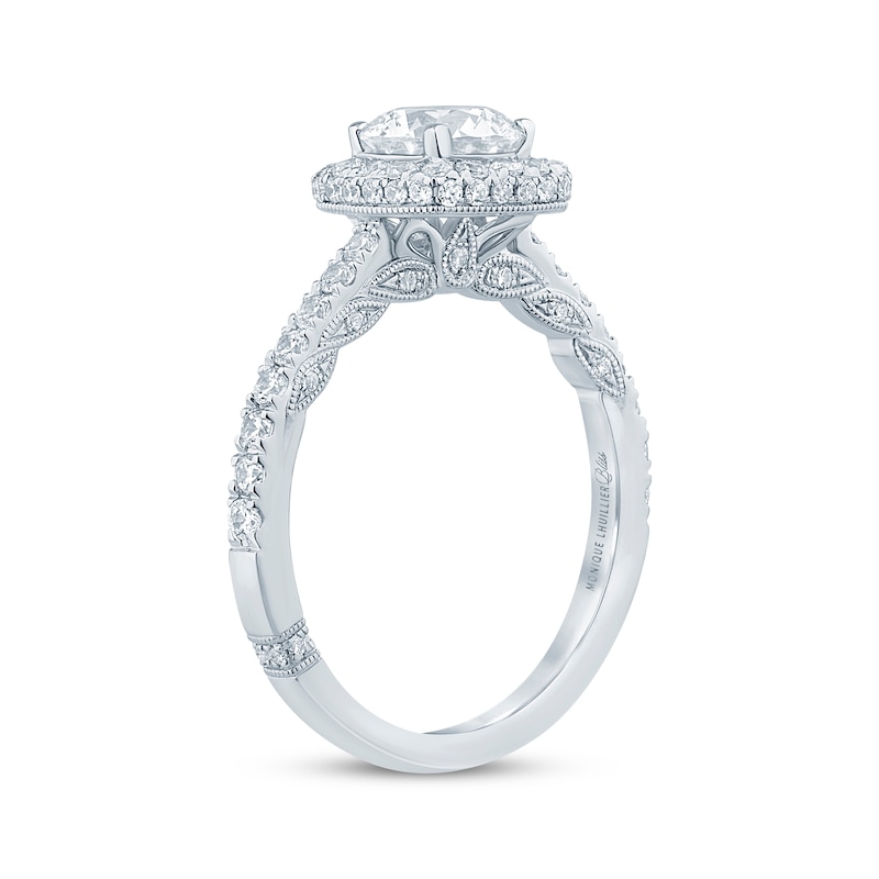 Monique Lhuillier Bliss Round Diamond Engagement Ring 1-5/8 ct tw White Gold Plated