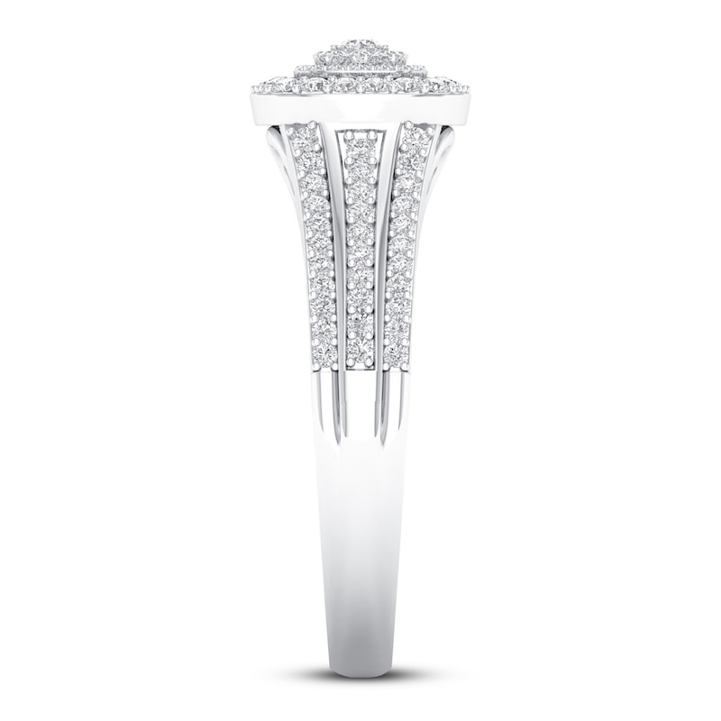 Diamond Engagement Ring 3/8 ct tw Round-cut White Gold Plated