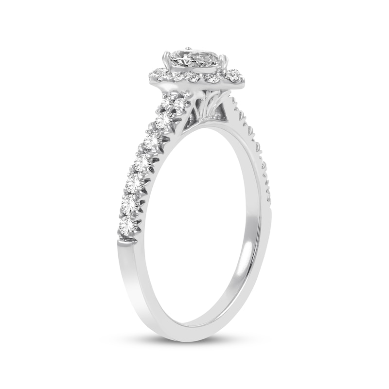 Pear-Shaped Diamond Halo Engagement Ring 3/4 ct tw White Gold Plated