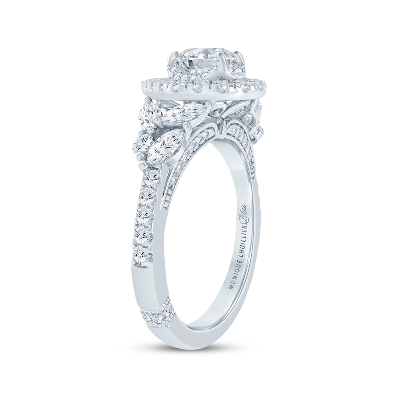Monique Lhuillier Bliss Pear-Shaped Diamond Engagement Ring 1-1/4 ct tw White Gold Plated