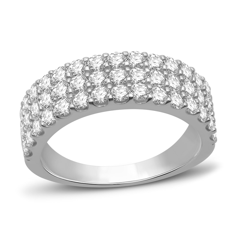 Diamond Anniversary Ring 1-1/2 ct tw Round-cut White Gold Plated