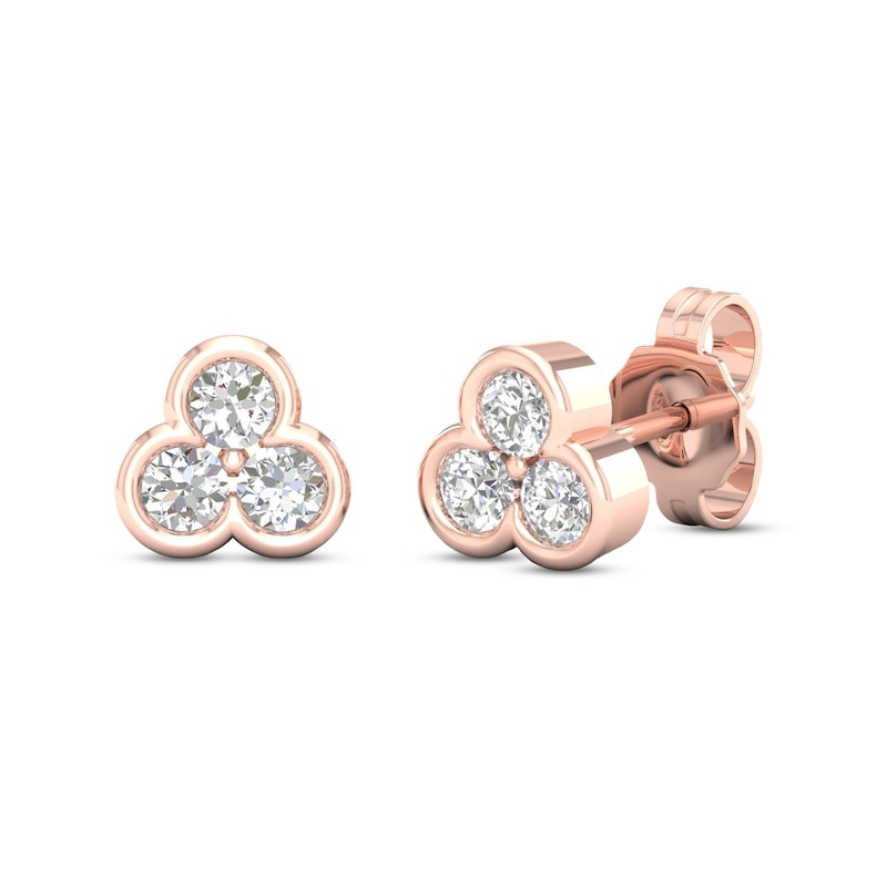 Diamond Three Stone-Earrings 1/2 ct tw Round-Cut Rose Gold Plated