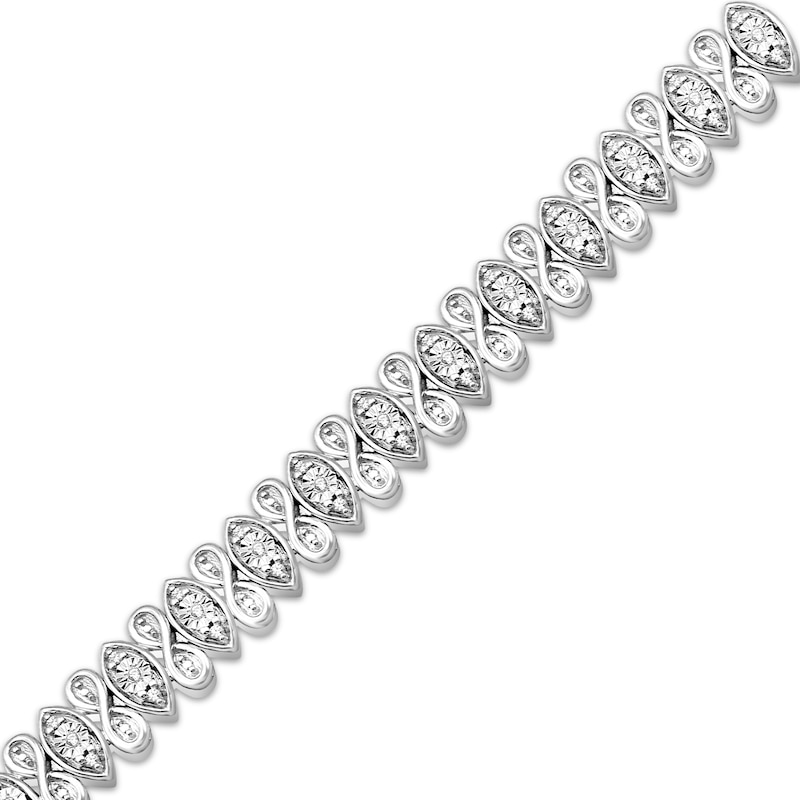 Diamond Infinity & Marquise Link Tennis Bracelet 1/4 ct tw Silver Plated 7.25"