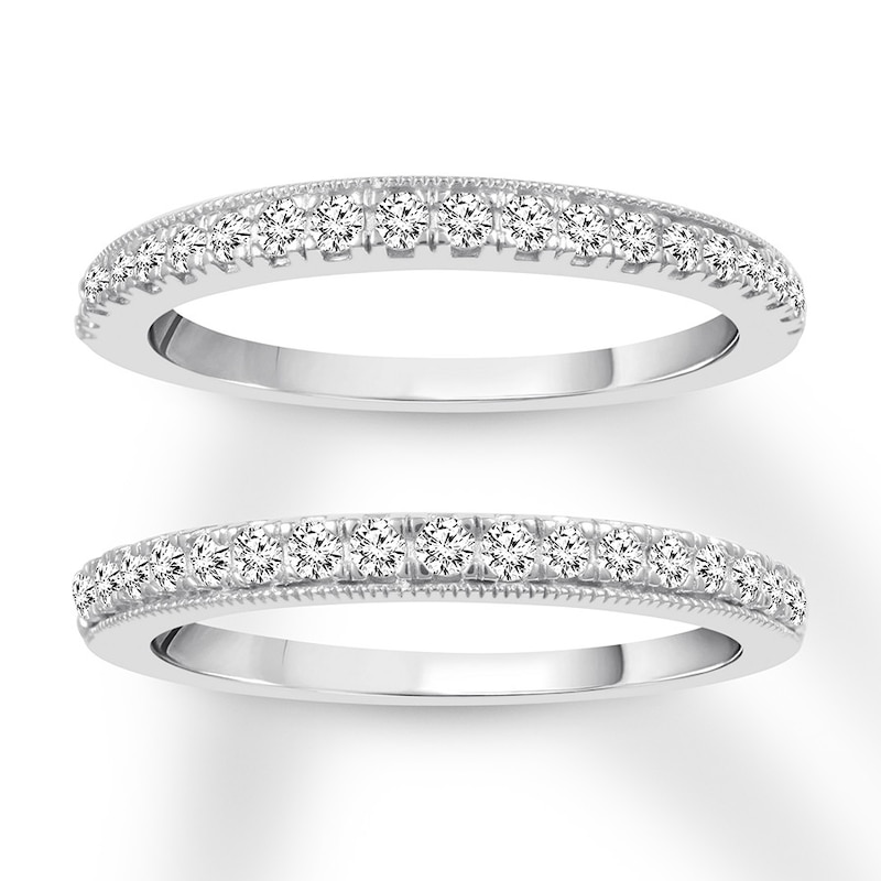 Diamond Wedding Bands 1/2 ct tw Round-cut White Gold Plated