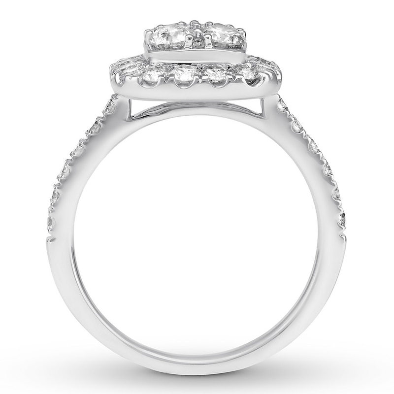 Diamond Engagement Ring 1-3/8 ct tw Round-cut White Gold Plated
