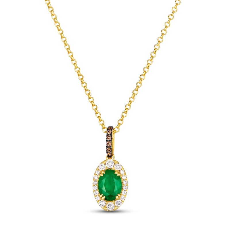 Le Vian Emerald Necklace 1/3 ct tw Diamonds Honey Gold Plated 19"