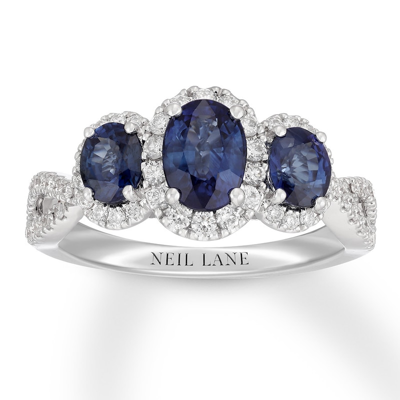 Neil Lane Sapphire Engagement Ring 1/2 ct tw Diamonds White Gold Plated