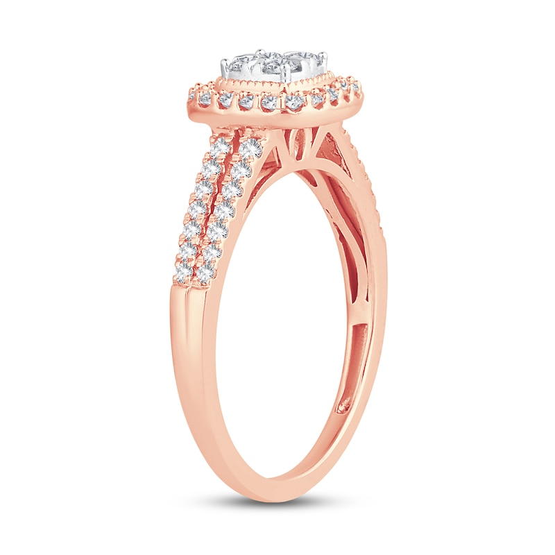 Multi-Diamond Engagement Ring 1/2 ct tw Round-cut Rose Gold Plated