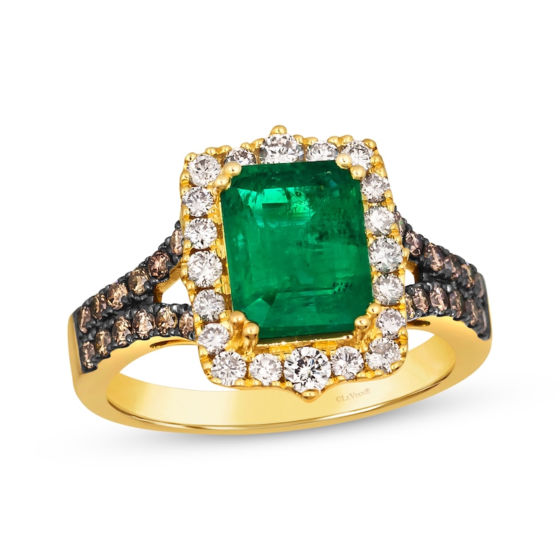 Le Vian Emerald Ring 1/2 ct tw Diamonds Honey Gold Plated