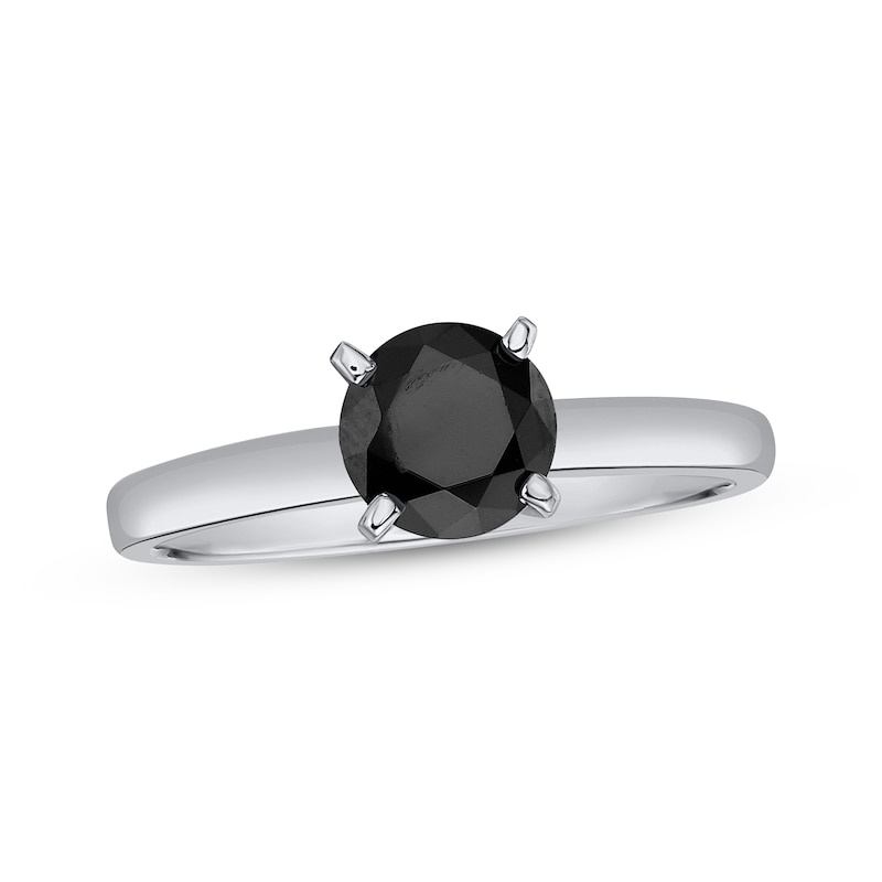Black Diamond Solitaire Ring 1 ct tw White Gold Plated
