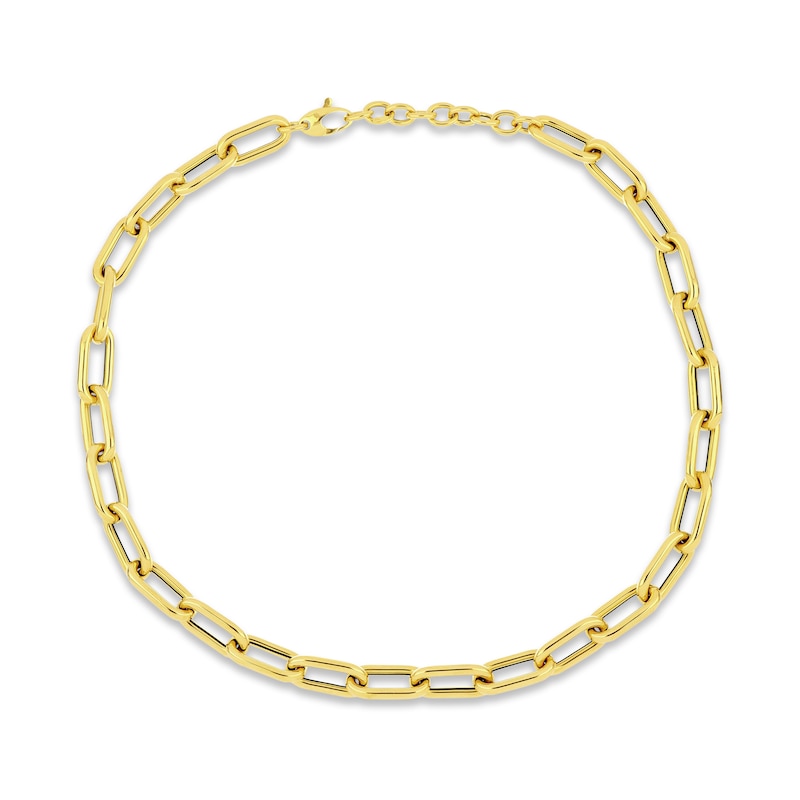 Hollow Paperclip Necklace Yellow Gold Plated 20"