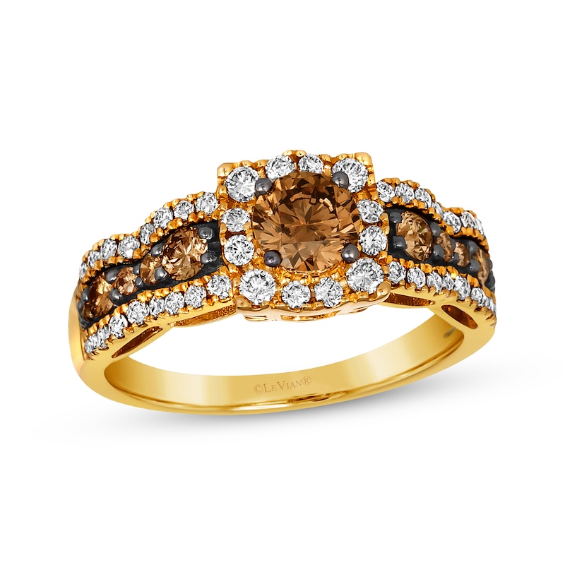 Le Vian Chocolate Waterfall Diamond Ring 1-1/5 ct tw Honey Gold Plated