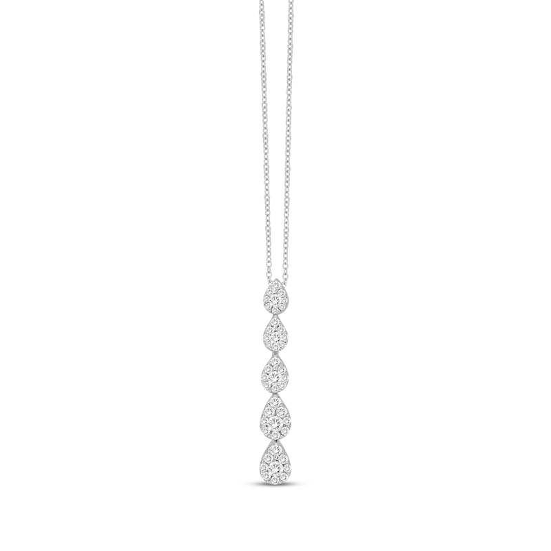 Diamond Graduated Pear Drop Necklace 1/2 ct tw White Gold Plated 18"