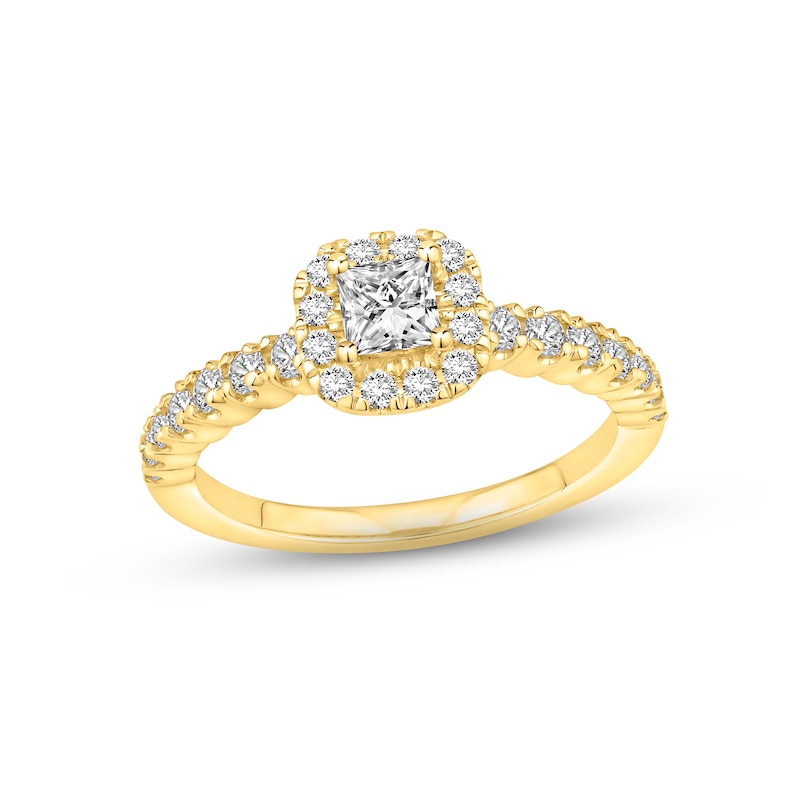 Diamond Engagement Ring 5/8 ct tw Princess & Round-cut Yellow Gold Plated