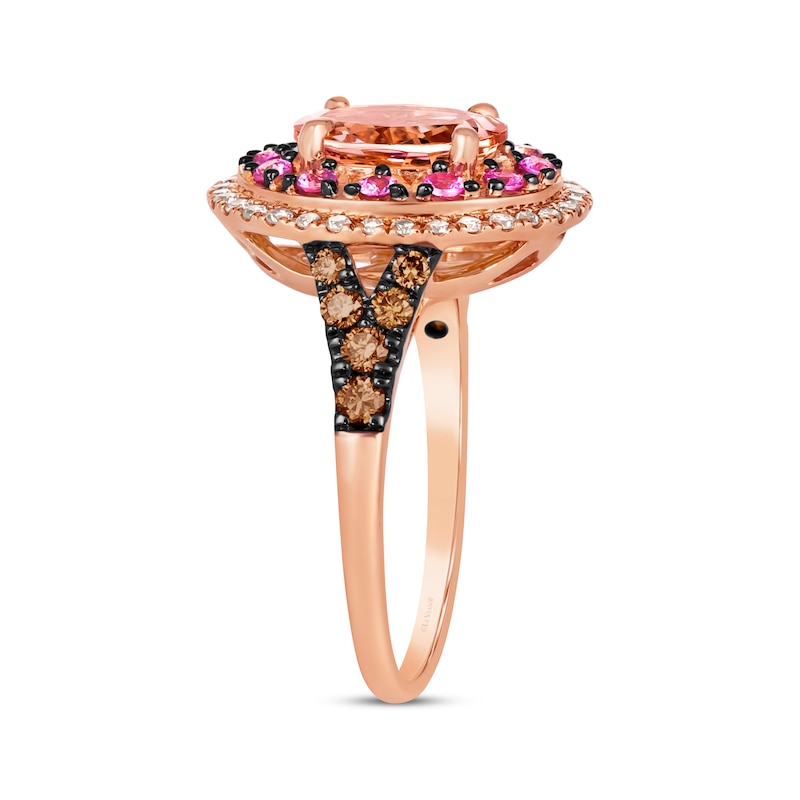 Le Vian Morganite & Pink Sapphire Ring 1/2 ct tw Diamonds Strawberry Gold Plated
