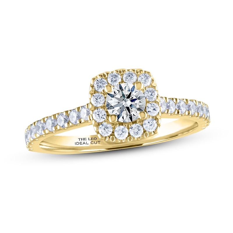 THE LEO Ideal Cut Diamond Engagement Ring 3/4 ct tw Yellow Gold Plated