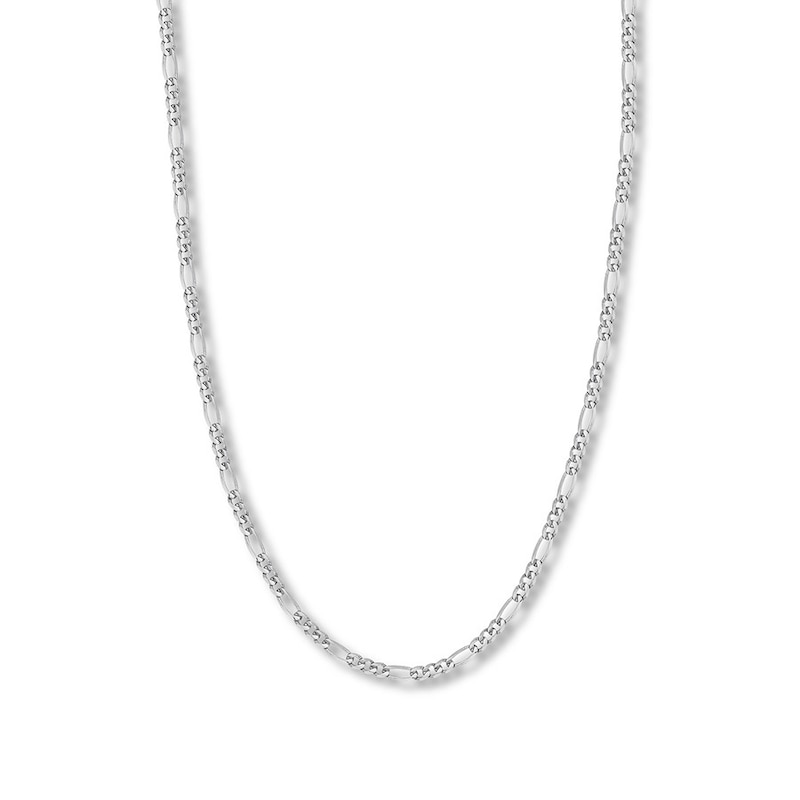 20" Solid Figaro Chain Necklace White Gold Plated Appx. 3.9mm
