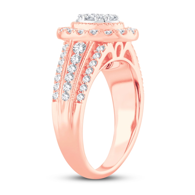 Multi-Stone Diamond Engagement Ring 1 ct tw Round-cut Rose Gold Plated