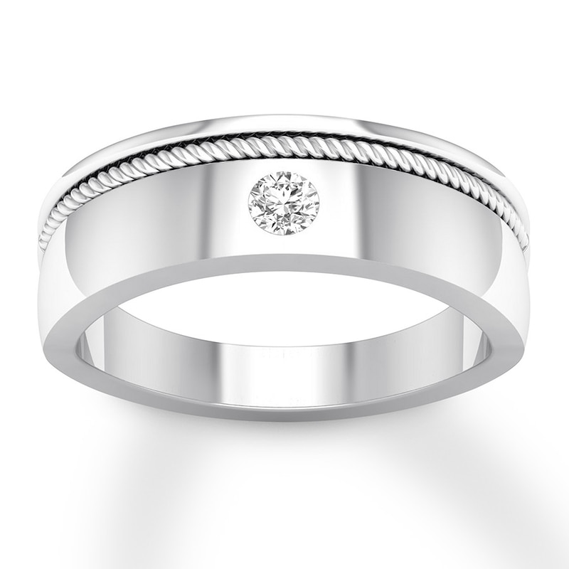 Men's Diamond Solitaire Ring 1/6 ct Round-cut White Gold Plated