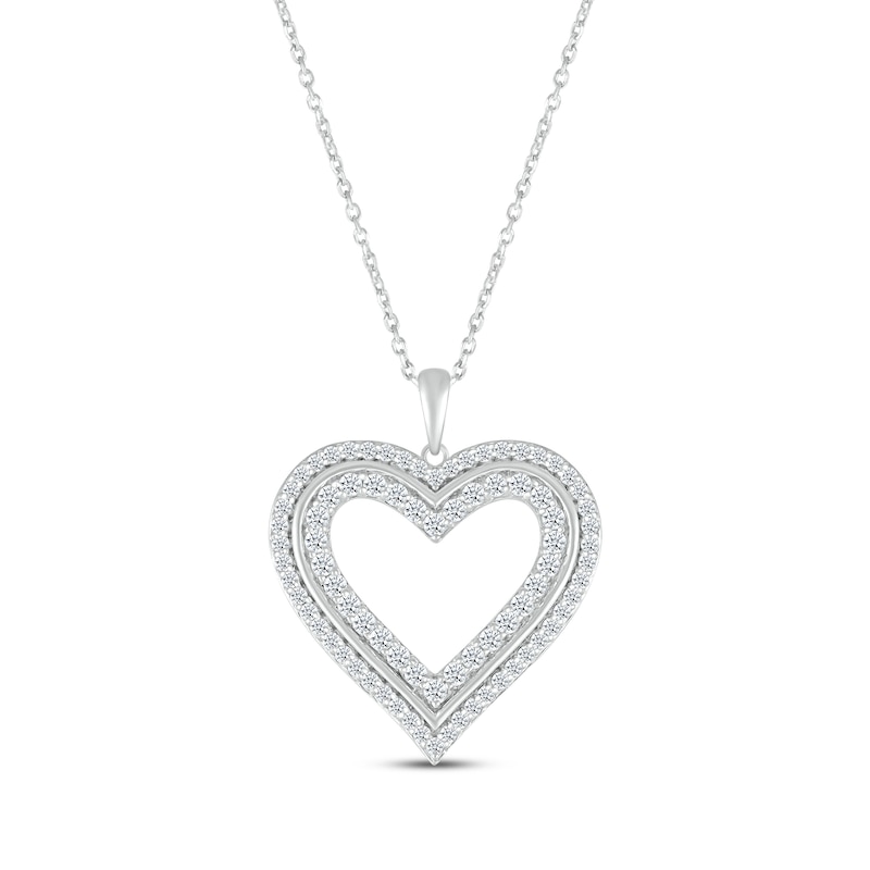 Diamond Heart Necklace 1 ct tw White Gold Plated 18"