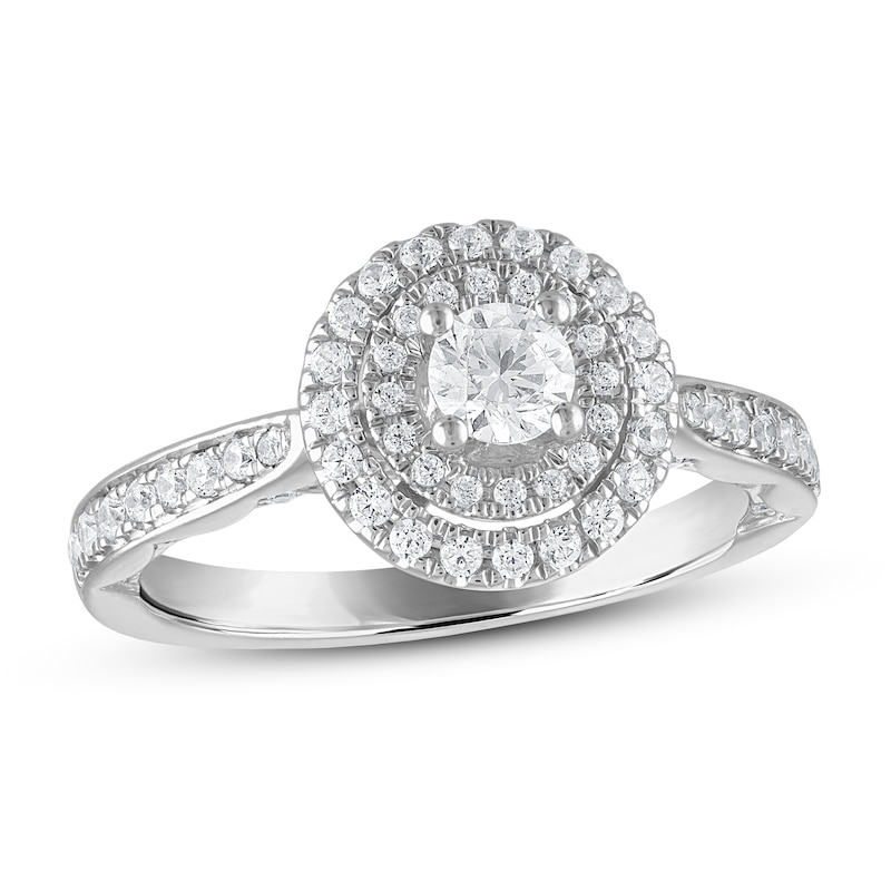 Diamond Engagement Ring 3/4 ct tw in White Gold Plated