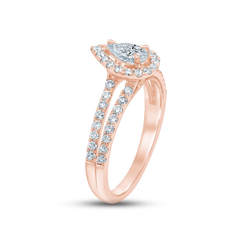 Diamond Engagement Ring 5/8 ct tw Pear & Round-cut Rose Gold Plated