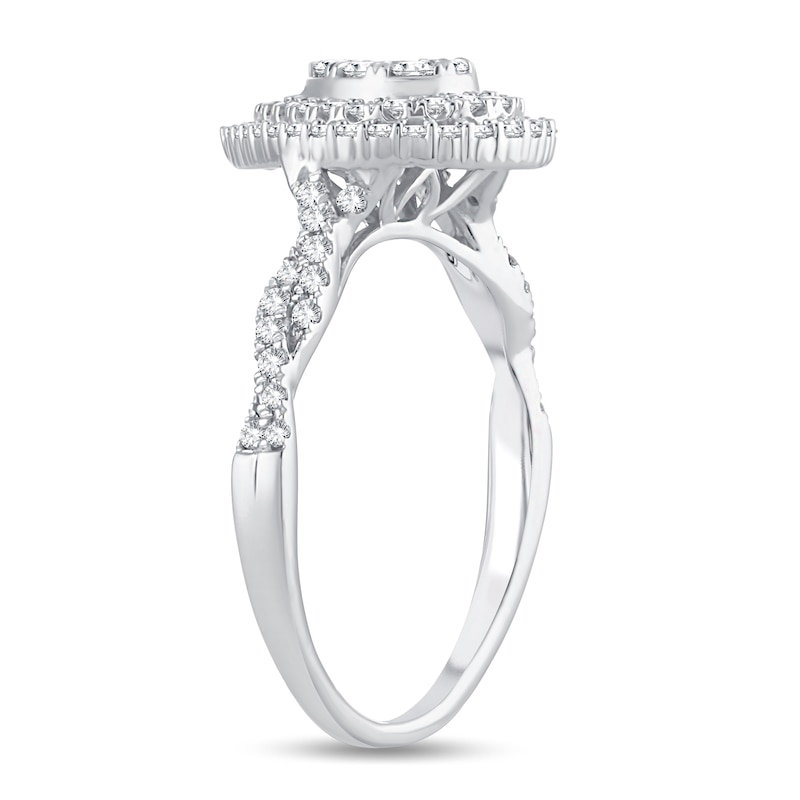 Multi-Diamond Engagement Ring 1/2 ct tw Round-cut White Gold Plated
