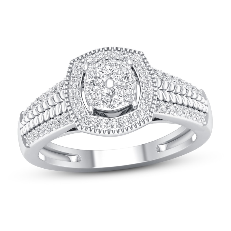Diamond Engagement Ring 3/8 ct tw Round-cut White Gold Plated