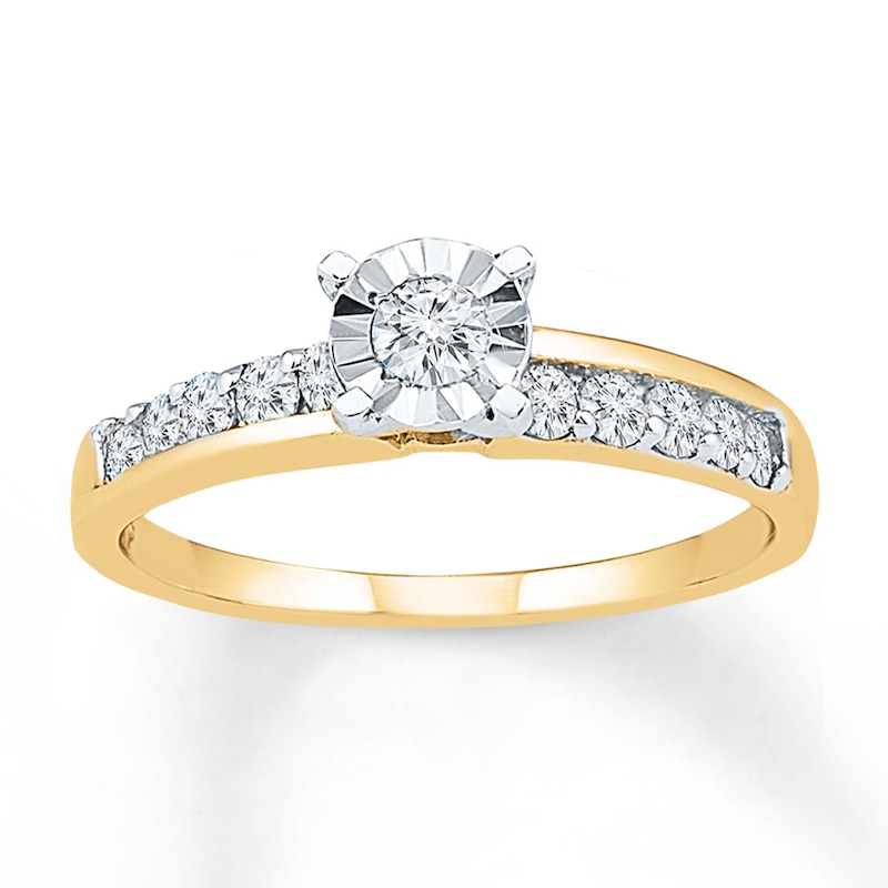 Diamond Promise Ring 1/2 ct tw Round-cut Yellow Gold Plated