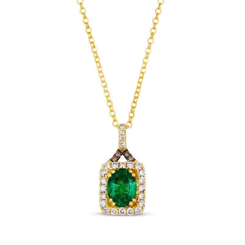 Le Vian Emerald Necklace 1/2 ct tw Diamonds Honey Gold Plated 19"