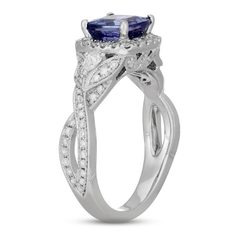Neil Lane Tanzanite & Diamond Engagement Ring 5/8 ct tw Pear & Round-cut White Gold Plated